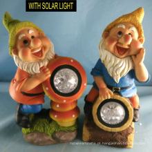 Enorme Polyresin Dwarf com Solar Light Garden Figurine Decoration